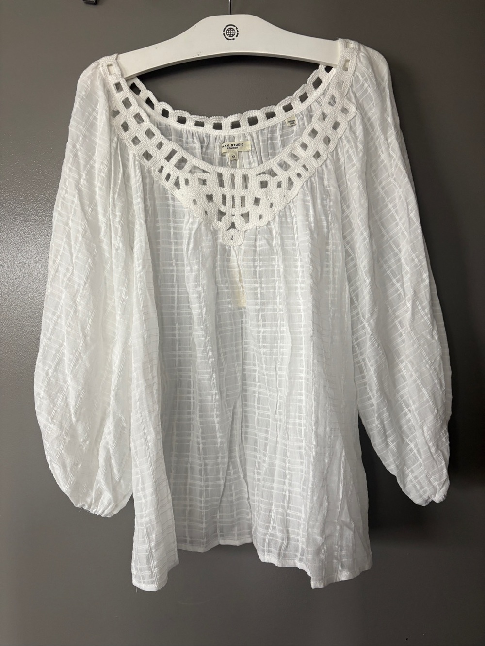 Crochet Yoke Peasant Blouse - Picture 2 of 7
